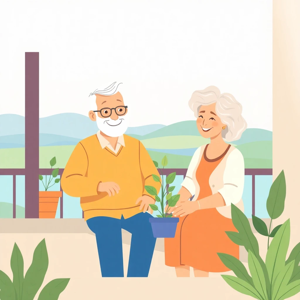 Illustration of a secure and happy retirement